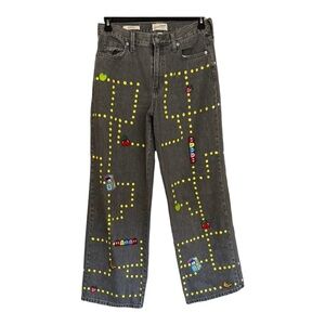 Universal‎ Threads 8/29 Unique Gray Pac-Man Relaxed Wide Leg Themed Jeans RARE